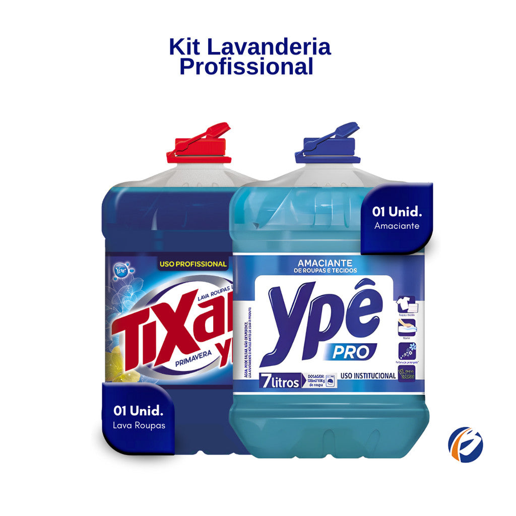 Kit Lavandeira: Lava Roupas Líquido Profissional Tixan Ypê 7L + Amaciante de Roupas e Tecidos Ypê Pro 7L