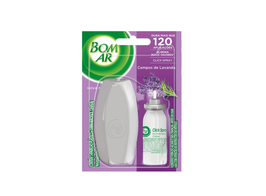 Odorizador Refil Click Spray com Aplicador Campos de Lavanda 12ml Bom Ar